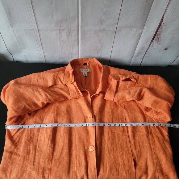 Talbots 100% Irish Linen Orange Button-Down Lightweight Jacket, Women’s 24W EUC - Picture 9 of 10